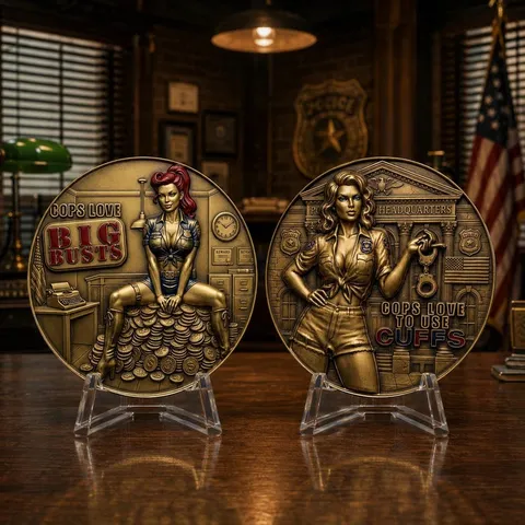 Retro Metal Challenge Coin Police Theme Commemorative Coin Collectible Officer Souvenir Gift Office Desk Decor