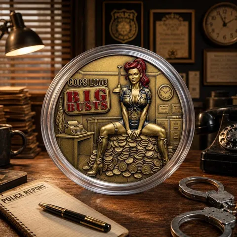 Retro Metal Challenge Coin Police Theme Commemorative Coin Collectible Officer Souvenir Gift Office Desk Decor