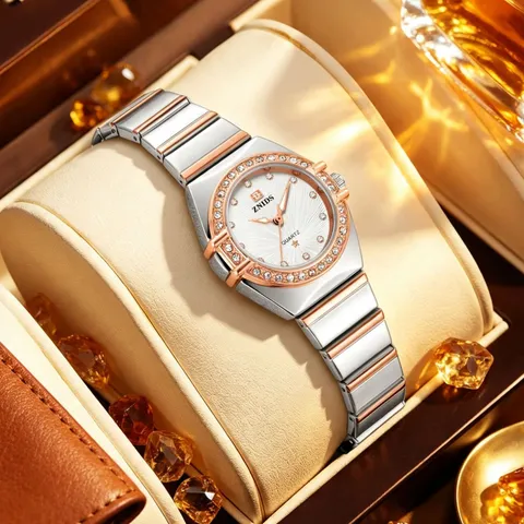Luxus Damen Quarzuhr Edelstahlband Strass Lünette Sternenhimmel Zifferblatt Elegante Damen Armbanduhr