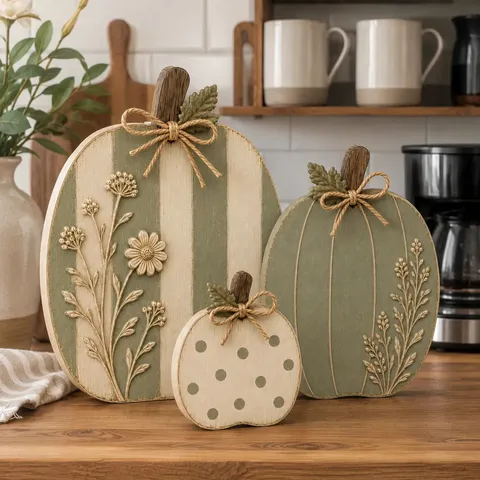 Rustikales Holz Kürbis Tischdeko Set Amerikanischer Landhausstil Thanksgiving Ernte Tablett Ornamente Herbst Heimdekoration