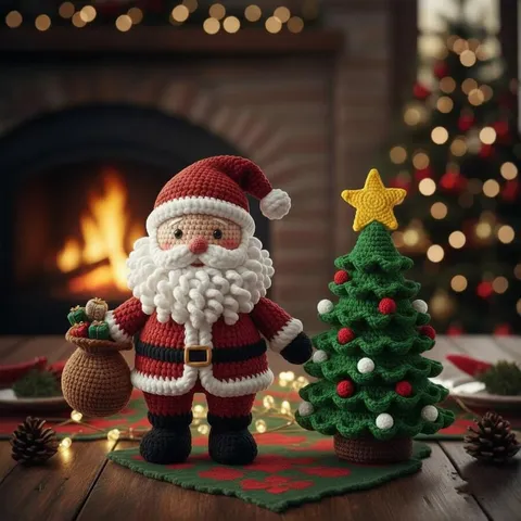 Ornement Suspendu D'Arbre de Noël au Crochet Fait Main Pendentif d'Arbre de Noël en Fil Tricoté Avec Cloche Décoration de Maison de Fête
