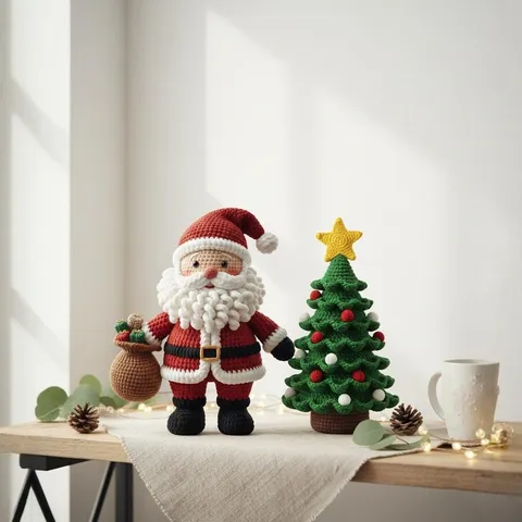Ornement Suspendu D'Arbre de Noël au Crochet Fait Main Pendentif d'Arbre de Noël en Fil Tricoté Avec Cloche Décoration de Maison de Fête