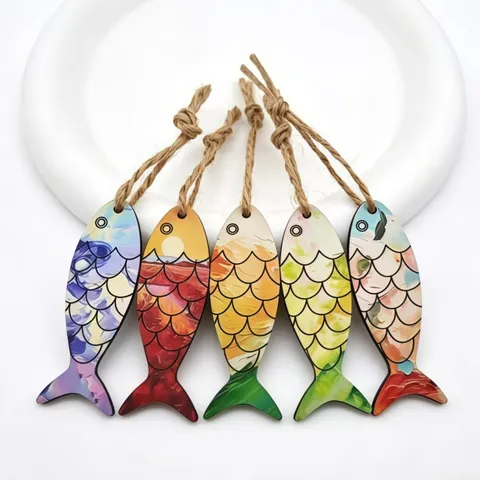 Kreativer Holzfisch Schlüsselanhänger Buntes Graffiti Anhänger Süße Tasche Auto Hängende Ornament Minimalistische Zubehör Geschenk