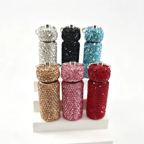 Creative 3D Rhinestone Dispensing Bottle Keychain Pendant Sparkling Crystal Sample Bottle Car Bag Hanging Decoration