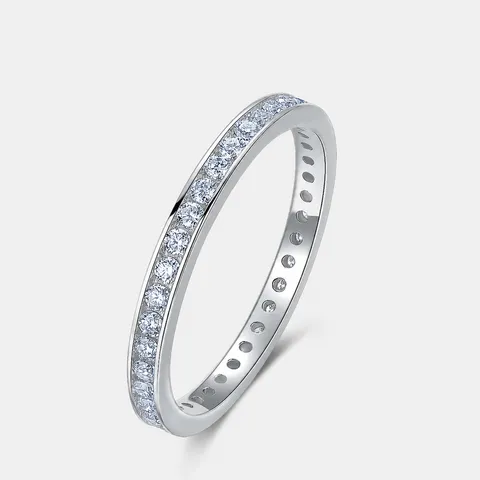 925 Sterling Silver Lab-Grown Diamond Ring D Color VVS Minimalist Eternity Band For Women Exquisite Fine Inlaid Finger Ring Jewelry Gift