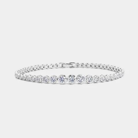 Bracelet de Tennis Dégradé de Diamants de Culture de Couleur D en Argent Sterling 925 Plaqué Platine pour Hommes Femmes Bijoux de Luxe