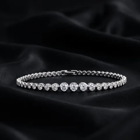 Bracelet de Tennis Dégradé de Diamants de Culture de Couleur D en Argent Sterling 925 Plaqué Platine pour Hommes Femmes Bijoux de Luxe