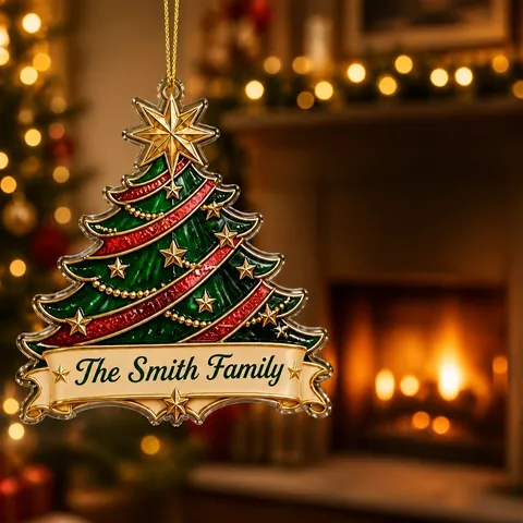 Adorno de Árbol de Navidad de Acrílico del 250 Aniversario de EE UU Decoración de Apellido 1776-2026 Regalo Patriótico