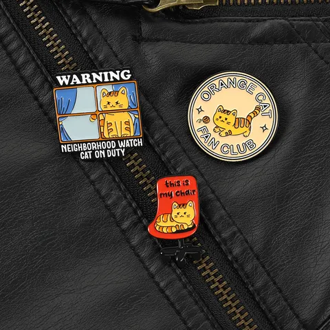 Grappige Oranje Kat Emaille Pin Set Cartoon Dier Badge Legering Broche Voor Rugzak Kleding Decoratie Cadeau Voor Huisdierenliefhebbers