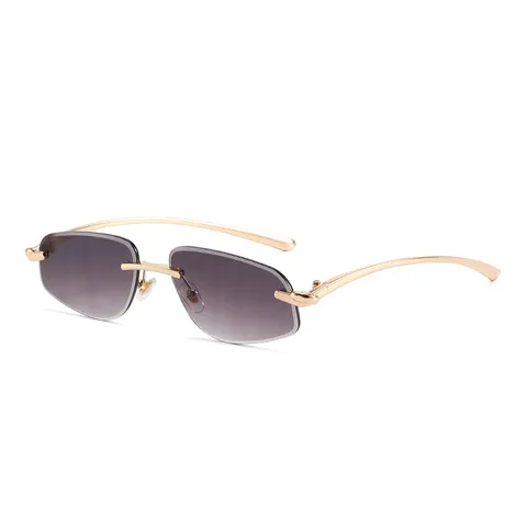 Vintage Luipaardkop Randloze Vierkante Zonnebril Metaal Frame UV400 Bescherming Fashion Retro High-End Outdoor Brillen Voor Dames Heren