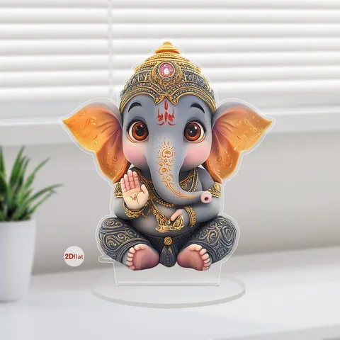 Acryl Zonsondergang Olifant Desktop Ornament Ganesha Bureau Decor Moderne Kunst Tafel Ornament Voor Slaapkamer Kantoor