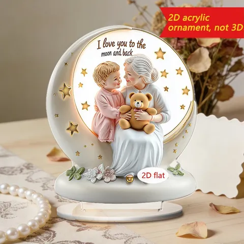 Mothers Day 2D Acrylic Angel Ornament Desktop Decoration Warm Maternal Love Gift Home Office Table Decor