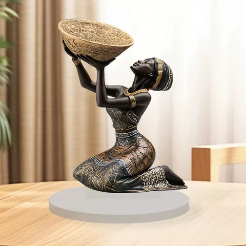 Statuetta di Ragazza Nera in Acrilico Ornamentale da Tavolo Decorazione da Scrivania Piatta 2D Statua di Donna Africana Decorazione per la Casa Regalo d'Arte