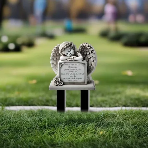 Easter Angel Tombstone Memorial Plaque Acrylic Garden Ground Insert Decoration Outdoor Yard Grave Marker Ornament