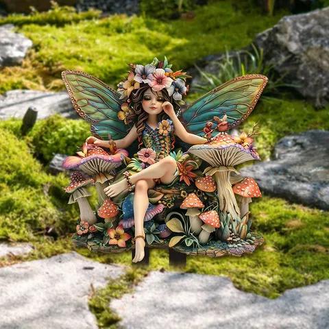 Acrylic Fairy Garden Stake Bohemian Elf Fairy Potted Plant Decorative Ground Insert Outdoor Yard Art Lawn Ornament