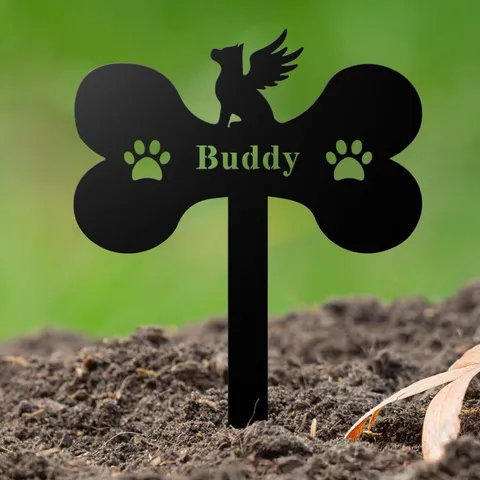 Paletto da Giardino Commemorativo per Animali Domestici in Acrilico a Forma di Osso di Cane Targa Commemorativa per Decorazione Vaso