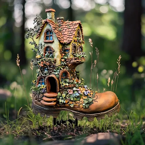 Acrylic Fairy Tale Tree House Garden Stake Potted Plant Landscape Yard Sign Outdoor Lawn Decoration