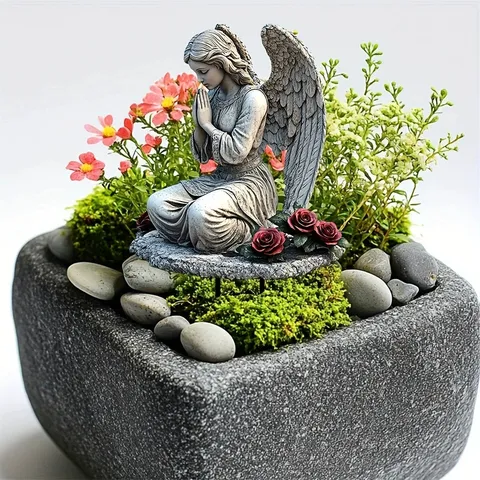 Plaque Commémorative Ange en Acrylique Piquet de Jardin Tombe Marqueur Extérieur Ornement Décoratif Cadeau de Souvenir