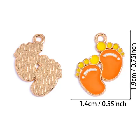 Breloques en Alliage de Zinc Empreinte de Pied de Bébé Pendentifs en Émail pour la Fabrication de Bijoux DIY Accessoires de Bricolage Collier Bracelet Porte-clés