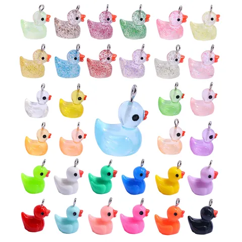 Cute Resin Duck Pendants For DIY Jewelry Making Colorful Animal Charms For Handmade Necklace Keychain Craft Accessories For Women Girls