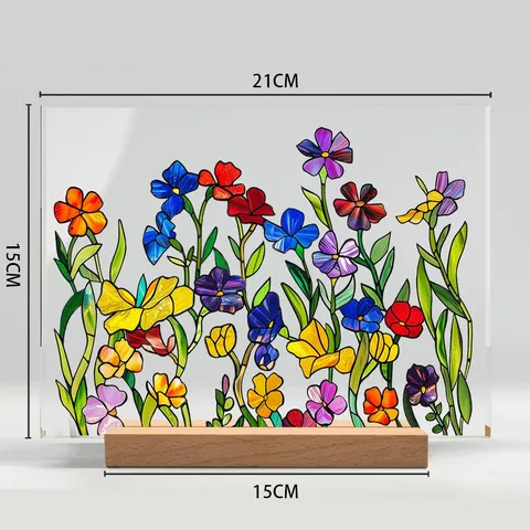 2025 Nuevo Soporte de Exhibición Acrílico Floral 3D Transparente Efecto Vidrio Adorno Decorativo de Escritorio