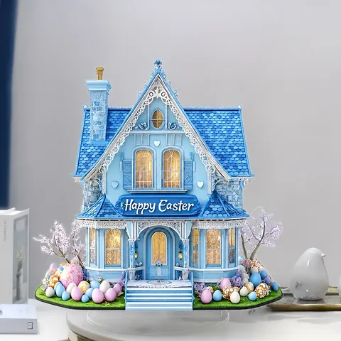 Nordic Style Acrylic House Desktop Ornament Festive Holiday Home Table Decor Flat Acrylic Craft Gift