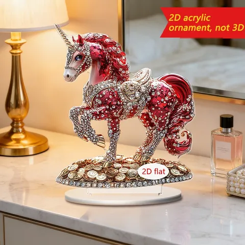 Acrylic Unicorn Desktop Stand Ornament 2D Flat Clear Tabletop Figurine Modern Art Home Office Decoration Gift