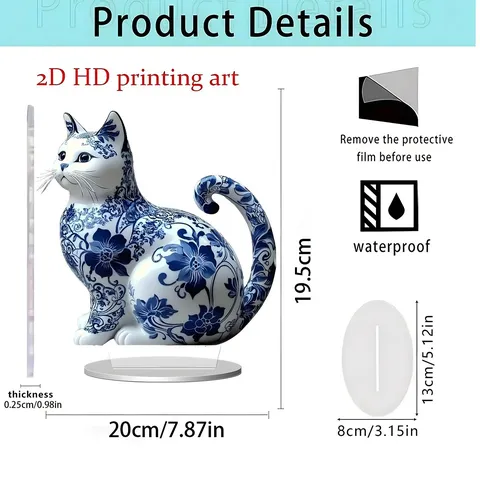 2D Acrylic Standee Home Office Desktop Decorative Ornament Clear Print Anime Animal Fantasy Figurine Gift