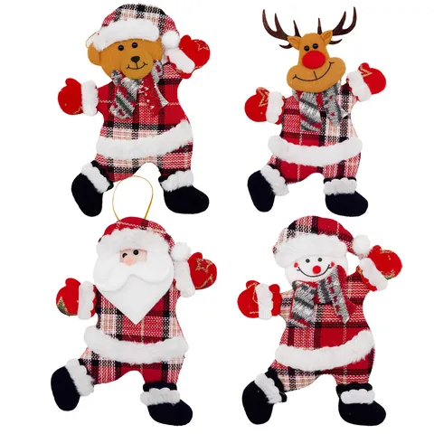 Ornamento Appeso per Albero di Natale Simpatico Babbo Natale Pupazzo di Neve Alce Orso Peluche Tessuto Festa Casa