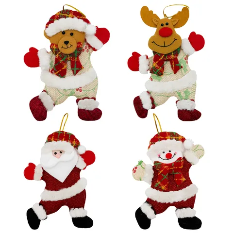 Ornamento Appeso per Albero di Natale Simpatico Babbo Natale Pupazzo di Neve Alce Orso Peluche Tessuto Festa Casa