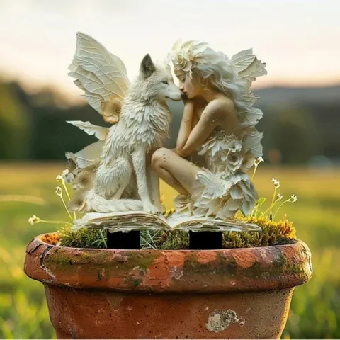 Paletto da Giardino Fata Unicorno in Acrilico Inserto Decorativo per Pianta in Vaso da Esterno Ornamento per Prato Arte da Giardino