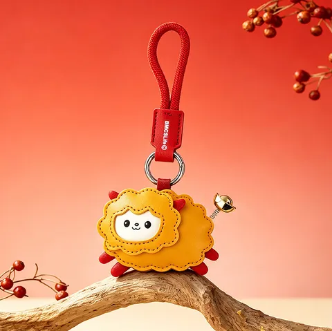 Chinese Style Leather Sheep Keychain Car Hanging Ornament Zodiac Sheep Year Gift With Yuanbao Spring Cartoon Animal Bag Charm Accessories