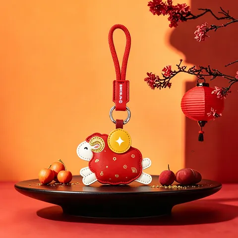 Jahr des Schafes Leder Schlüsselanhänger Chinesischer Stil Glück Schaf Tasche Anhänger Für Damen Herren Neujahr Geschenk Schlüsselanhänger Zubehör