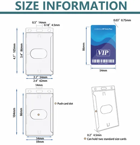 Transparent Rigid Plastic ID Card Holder With Thumb Slider Heavy Duty PS Badge Protector Case For Office School Identity Badge