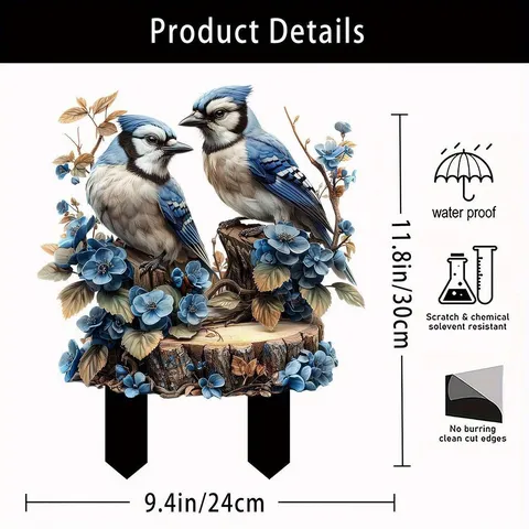 Acrylic Garden Stake Outdoor Yard Lawn Decorative Animal Plant Design Waterproof Acrylic Yard Art Ornament For Patio Home Decor