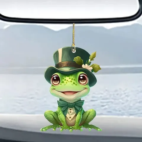 Carino Cartone Animato Rana Acrilico Ciondolo Specchietto Retrovisore Auto Ornamento Sospeso Moda Borsa Fascino Decorazioni Casa