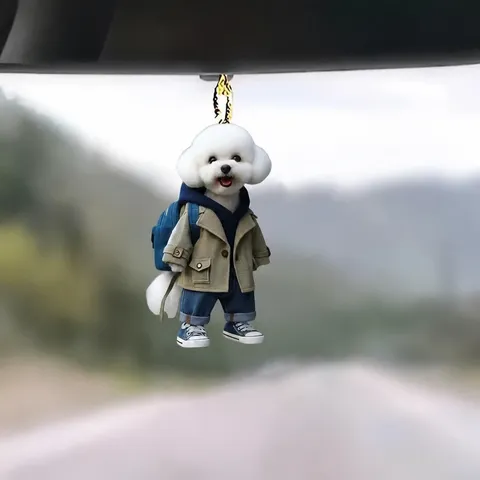 Cute Cartoon Puppy Acrylic Backpack Pendant Fashion 2D Flat Car Hanging Ornament Bag Charm Decorative Accessory Gift