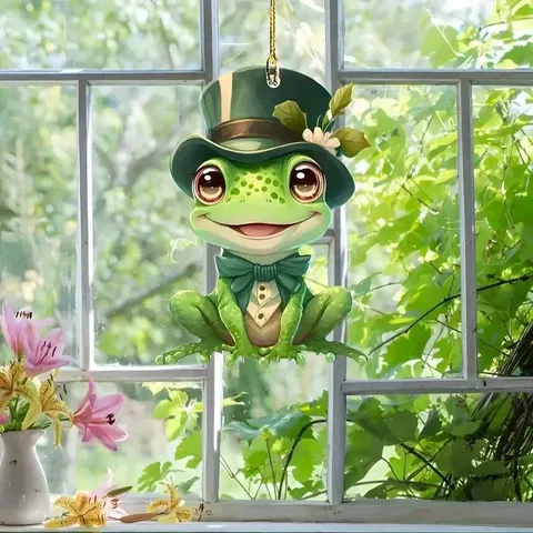 Carino Cartone Animato Rana Acrilico Ciondolo Specchietto Retrovisore Auto Ornamento Sospeso Moda Borsa Fascino Decorazioni Casa