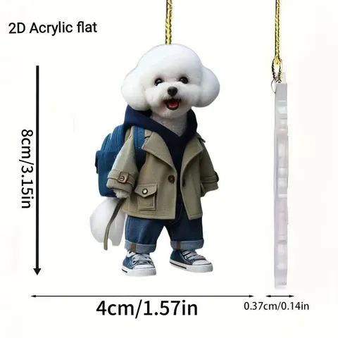 Cute Cartoon Puppy Acrylic Backpack Pendant Fashion 2D Flat Car Hanging Ornament Bag Charm Decorative Accessory Gift