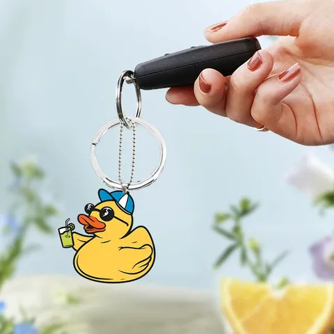 Mignon Dessin Animé Animal Acrylique Porte-Clés Petit Dragon Singe Canard Pendentif de Sac Rétroviseur de Voiture Bijoux