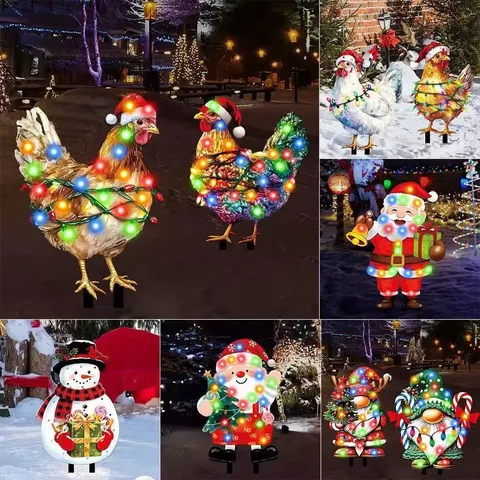 Christmas LED Acrylic Yard Stake Outdoor Lawn Decorative Glowing Sign Holiday Garden Ornament