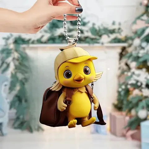 Breloque de Sac à Dos Petit Canard Jaune de Dessin Animé Acrylique Ornement Suspendu de Rétroviseur