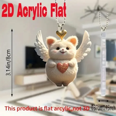 Simpatico Ciondolo Sospeso Piatto in Acrilico Orsetto Cuore Angelo Decorazione Interna Auto Accessorio Regalo