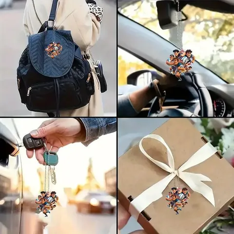 Pendentif Personnalisé en Acrylique Garçon de Rugby Ornement Suspendu pour Rétroviseur de Voiture Porte-clés Dessin Animé Charme de Sac