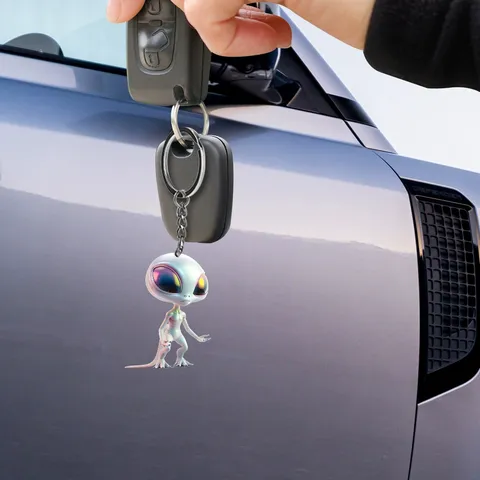Dessin Animé Grand Yeux Extraterrestre Porte Clés Acrylique Pendentif Rétroviseur De Voiture Pendentif Sac À Dos Ornement Suspendu Mode Charme De Sac Cadeau