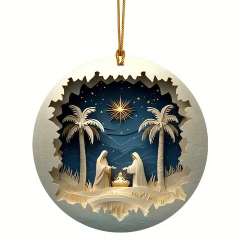Easter Nativity Acrylic Hanging Ornament Christian Jesus Birth Car Rearview Mirror Pendant Holiday Party Decoration