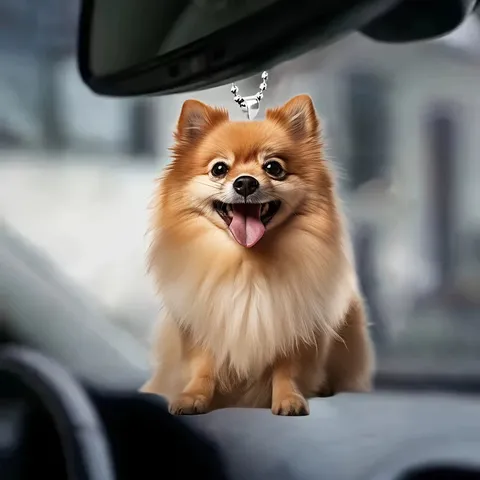 Χαριτωμένο Μπρελόκ από Ακρυλικό Pomeranian Διπλής Όψης Κρεμαστό Τσάντας Σκύλος Καρτούν Διακοσμητικό Καθρέφτη Αυτοκινήτου Δώρο