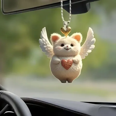 Simpatico Ciondolo Sospeso Piatto in Acrilico Orsetto Cuore Angelo Decorazione Interna Auto Accessorio Regalo