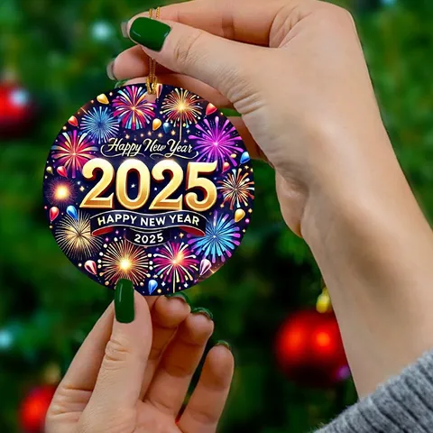 2025 Año Nuevo Fuegos Artificiales Acrílico Decorativo Adorno 2D Plano Impreso Colgante Coche Fiesta Vacaciones Decoración Hogar