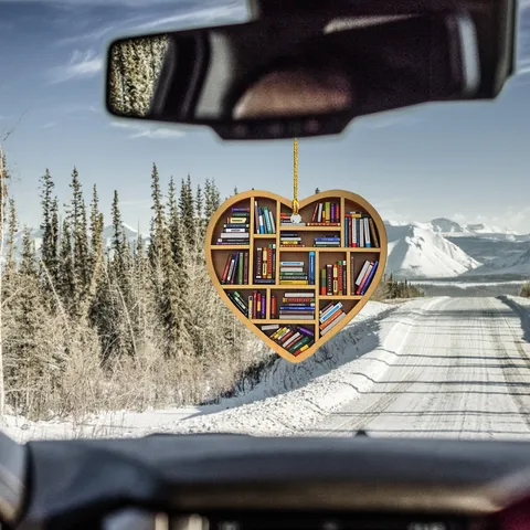 Acrylic Heart Bookshelf Hanging Ornament Creative Car Interior Decor Pendant Books Pattern Home Decoration Gift